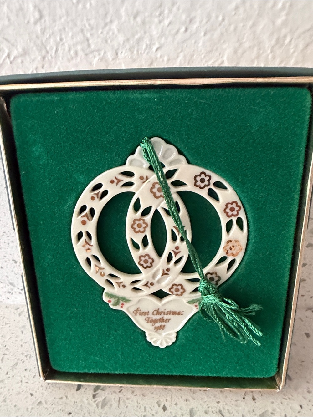 Lenox First Christmas Together 1998 Porcelain Ornament in Box